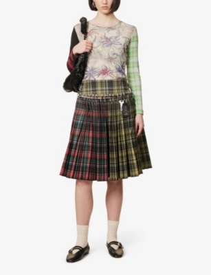 Shop Chopova Lowena Women'startan Tartan-pattern Stretch-cotton Midi Skirt In Multi Tartan
