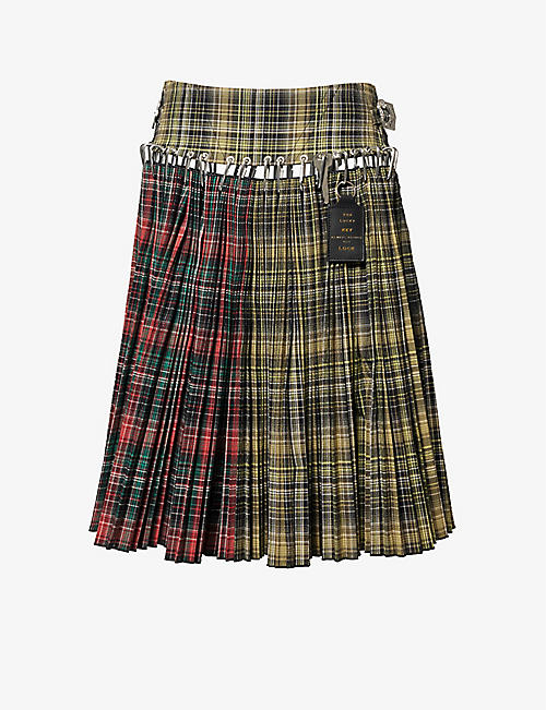 CHOPOVA LOWENA: Tartan-pattern stretch-cotton midi skirt
