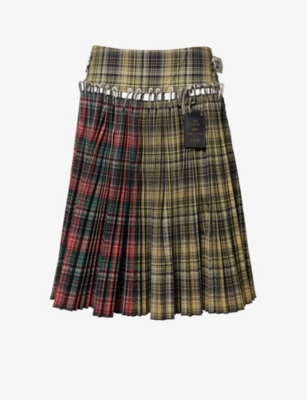 Shop Chopova Lowena Women'startan Tartan-pattern Stretch-cotton Midi Skirt In Multi Tartan