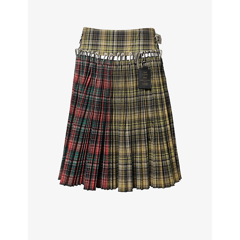 Shop Chopova Lowena Women's Multi Tartan Tartan-pattern Stretch-cotton Midi Skirt