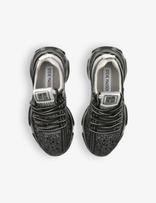 STEVE MADDEN: Mistica embellished knitted trainers 7-9 years