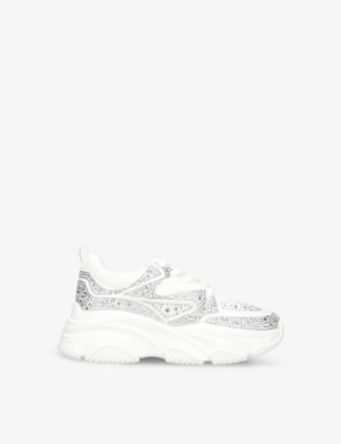 STEVE MADDEN: Privy embellished fabric trainers 7-9 years