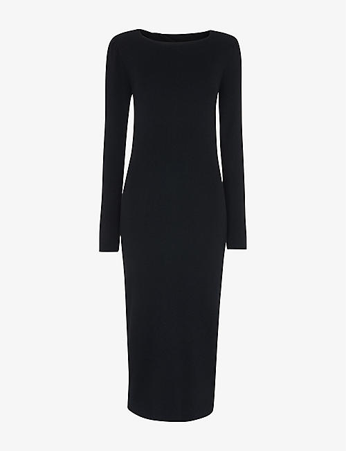 WHISTLES: Twist open-back knitted midi dress