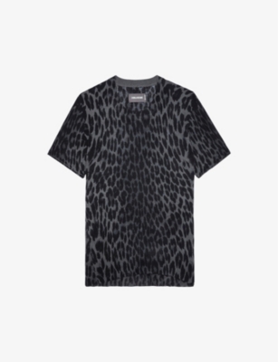 ZADIG&VOLTAIRE - Ida short-sleeve leopard-print cashmere jumper ...
