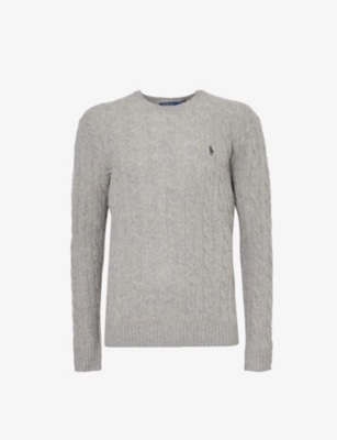 Polo Ralph Lauren Mens Fawn Grey Heather Logo-embroidered Wool And Cashmere-blend Jumper