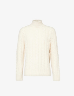 Polo Ralph Lauren Mens Andover Cream Cable-knit Roll-neck Wool And Cashmere-blend Jumper