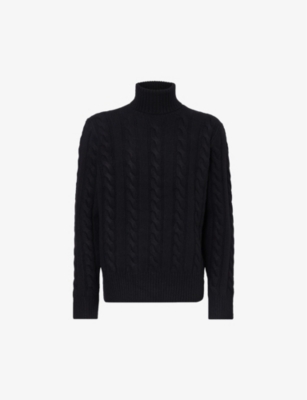 POLO RALPH LAUREN CABLE-KNIT ROLL-NECK WOOL AND CASHMERE-BLEND JUMPER