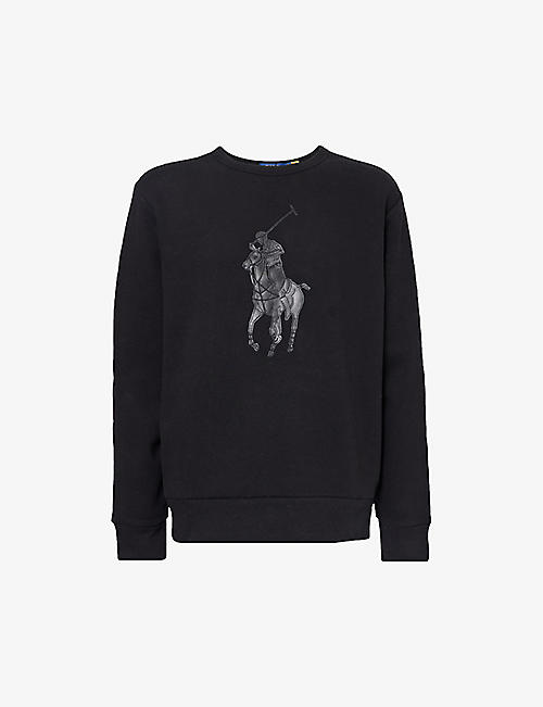 POLO RALPH LAUREN: Logo patch-embroidered cotton-blend sweatshirt