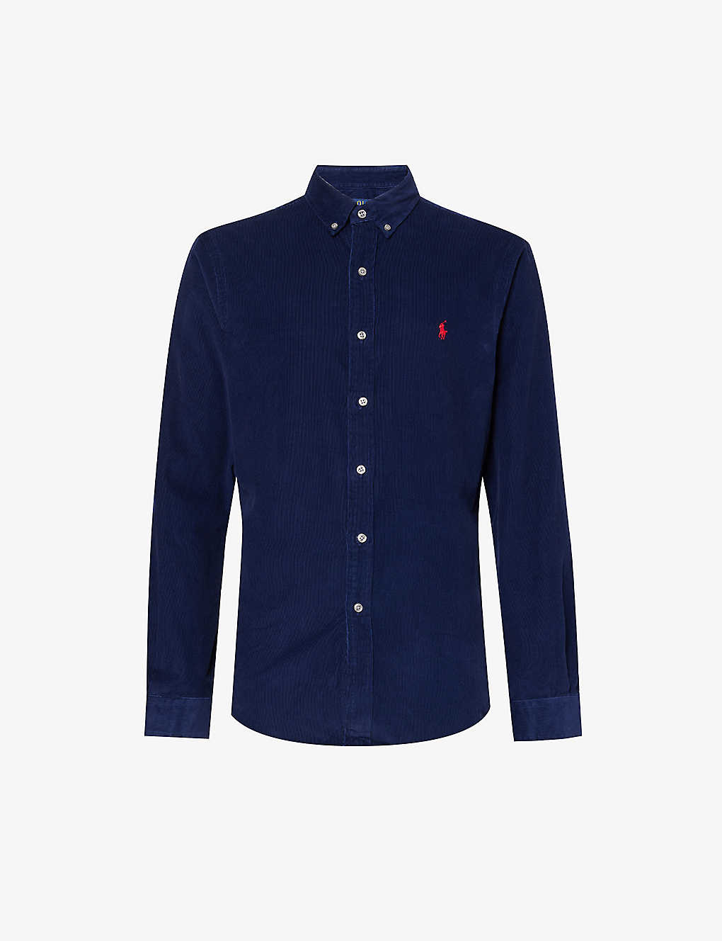 Shop Polo Ralph Lauren Logo-embroidered Long-sleeved Cotton-corduroy In Newport Navy