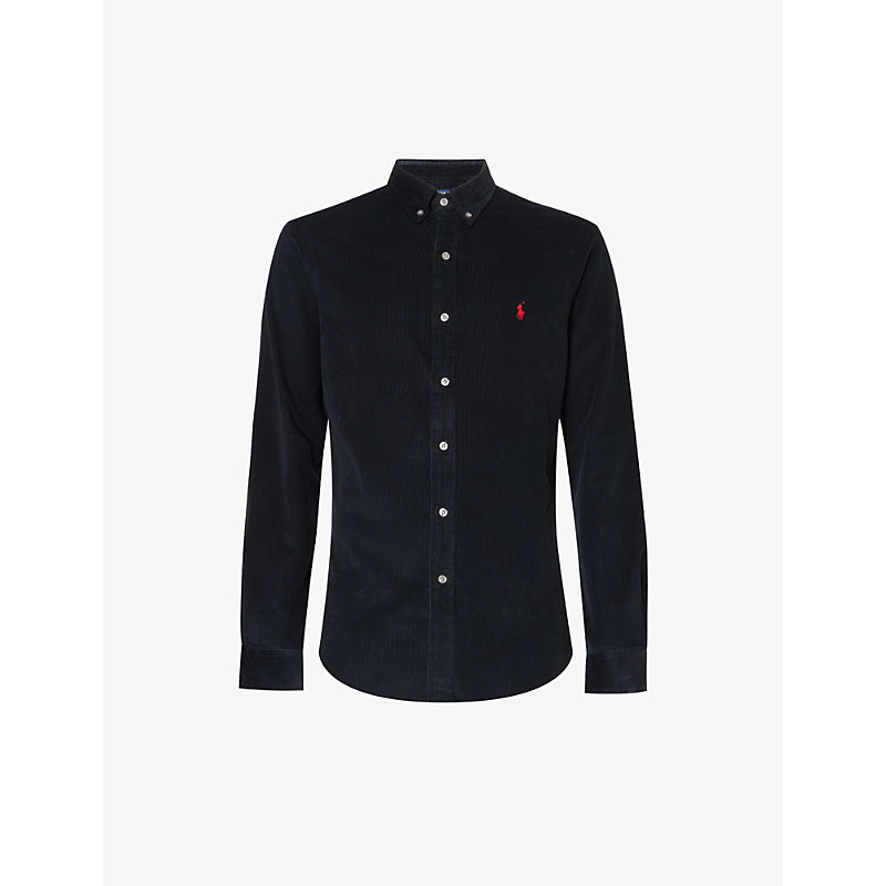 Polo Ralph Lauren Logo Embroidered Long Sleeved Shirt In Polo Black