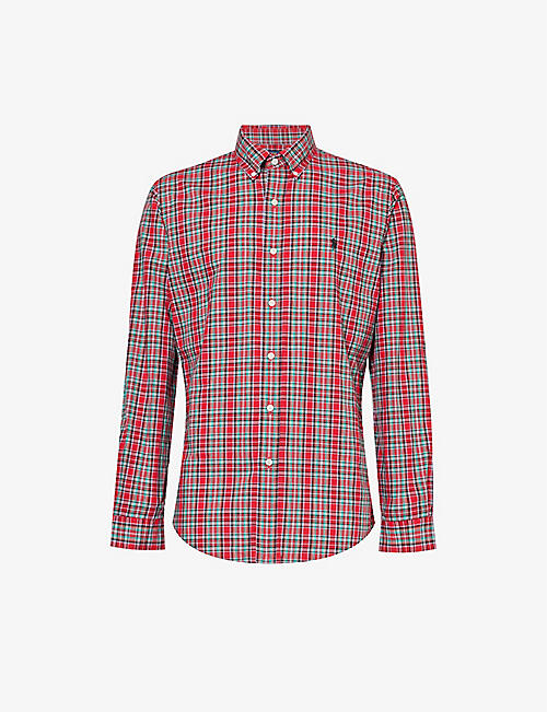 POLO RALPH LAUREN: Checked logo-embroidered cotton-poplin shirt