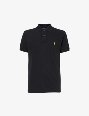 Polo Ralph Lauren Mens Polo Black Logo-embroidered Cotton-piqué Polo Shirt