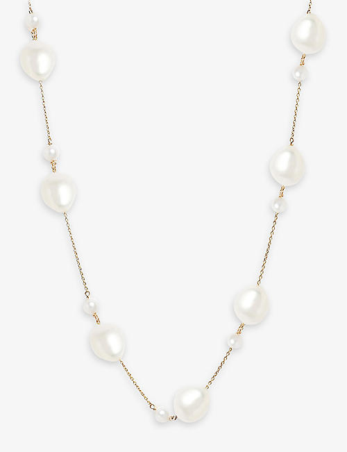 THE ALKEMISTRY: Poppy Finch 14ct yellow-gold and baroque-pearl chain necklace