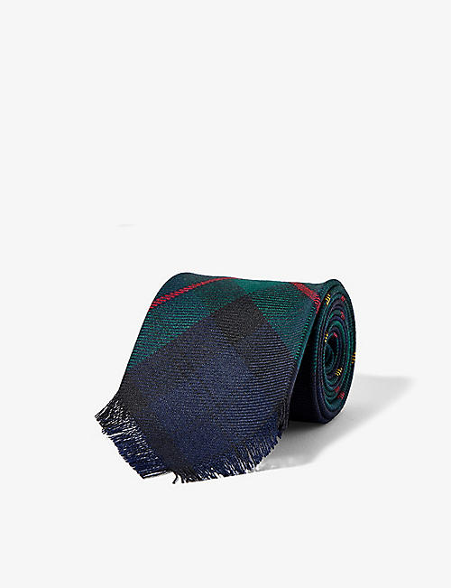 POLO RALPH LAUREN: Tartan-print handmade wool tie
