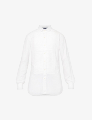 POLO RALPH LAUREN: Pleated bib custom-fit cotton-poplin shirt