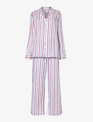 DEREK ROSE: Capri striped cotton pyjama set