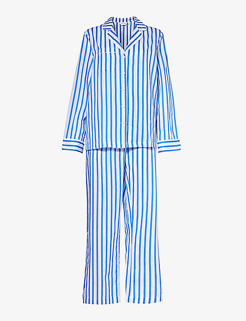DEREK ROSE: Capri striped cotton pyjama set