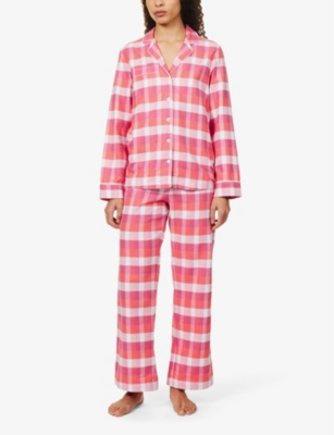 Shop Derek Rose Women's Pink Kelburn Checked Cotton Pyjama Set