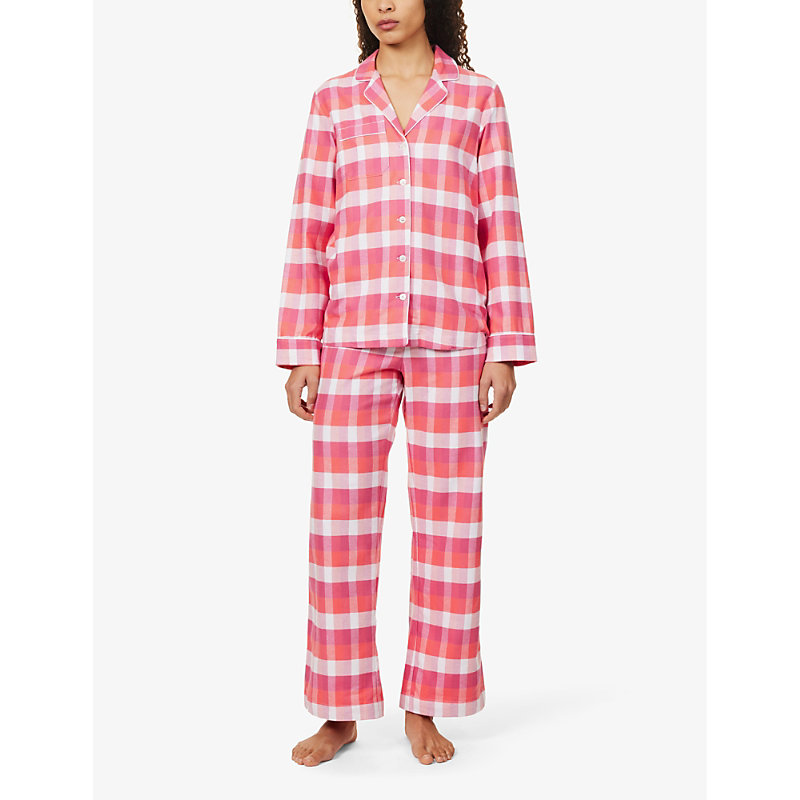 Shop Derek Rose Women's Pink Kelburn Checked Cotton Pyjama Set