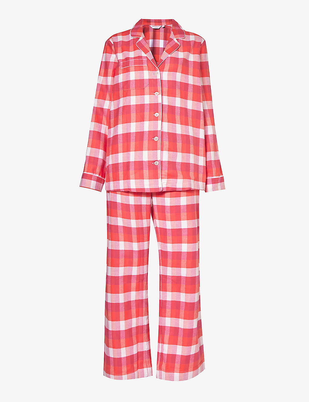Derek Rose Kelburn Checked Cotton Pyjama Set In Pink