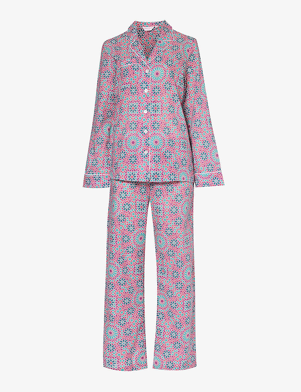 Derek Rose Ledbury Patterned Cotton Pyjama In Pink