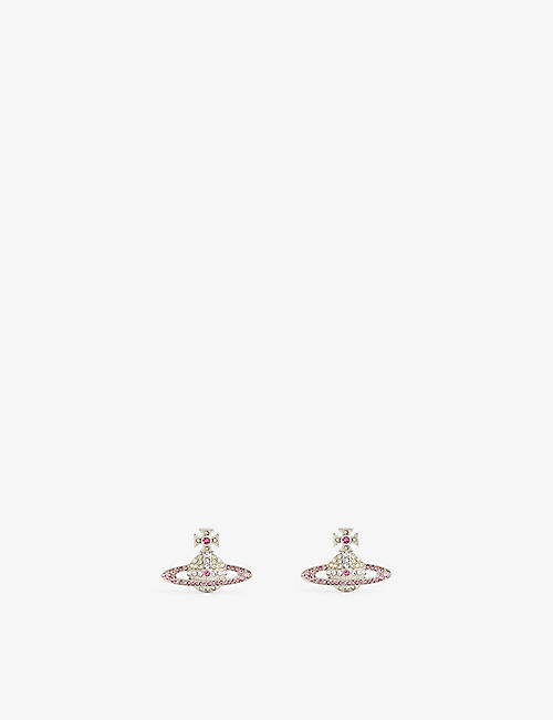 VIVIENNE WESTWOOD JEWELLERY: Kika platinum plated brass and cubic zirconia earrings