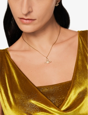 Vivienne Westwood Jewellery Grace Bas Relief Platinum Plated Brass And Cubic Zirconia Pendant Necklace In Gold Crystal ModeSens