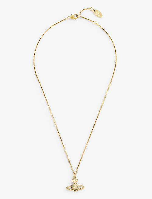 VIVIENNE WESTWOOD JEWELLERY: Grace Bas Relief platinum plated brass and cubic zirconia pendant necklace