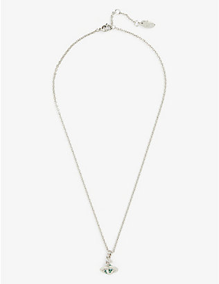 VIVIENNE WESTWOOD JEWELLERY: Mayfair rhodium-plated brass and cubic zirconia pendant necklace