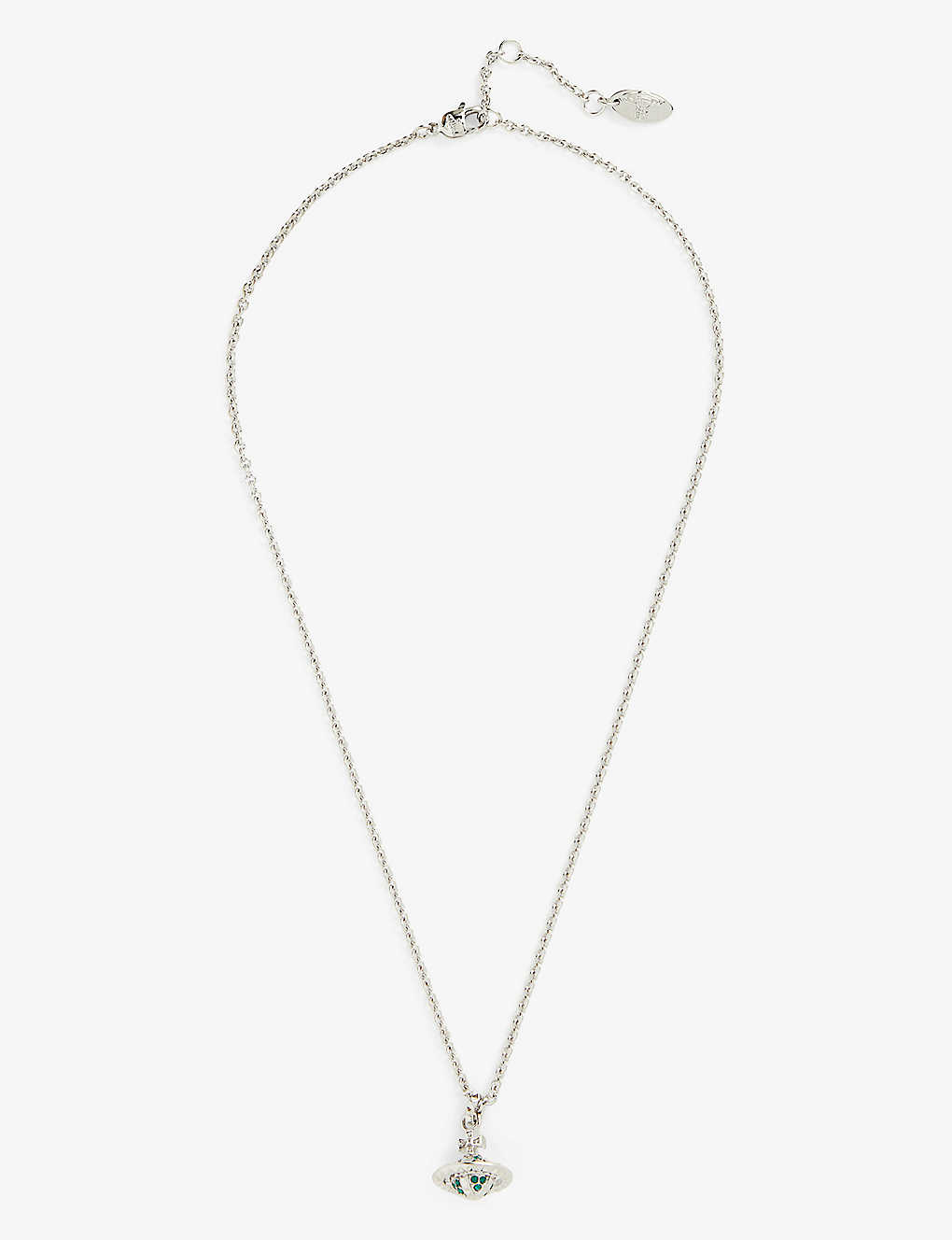 Vivienne Westwood Jewellery Mayfair Rhodium-plated Brass And Cubic Zirconia Pendant Necklace In Rhodium / Emerald Cz