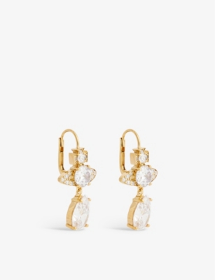 Vivienne Westwood Jewellery Ismene Brass And Cubic Zirconia Drop Earrings In Gold / White Cz