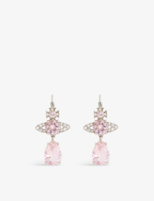 Vivienne Westwood Jewellery Ismene Platinum-plated Brass And Cubic Zirconia Earrings In Platinum / Pink Cz
