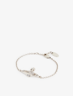 Man. Mini Bas Relief Chain Bracelet in PLATINUM-CRYSTAL-Crystal