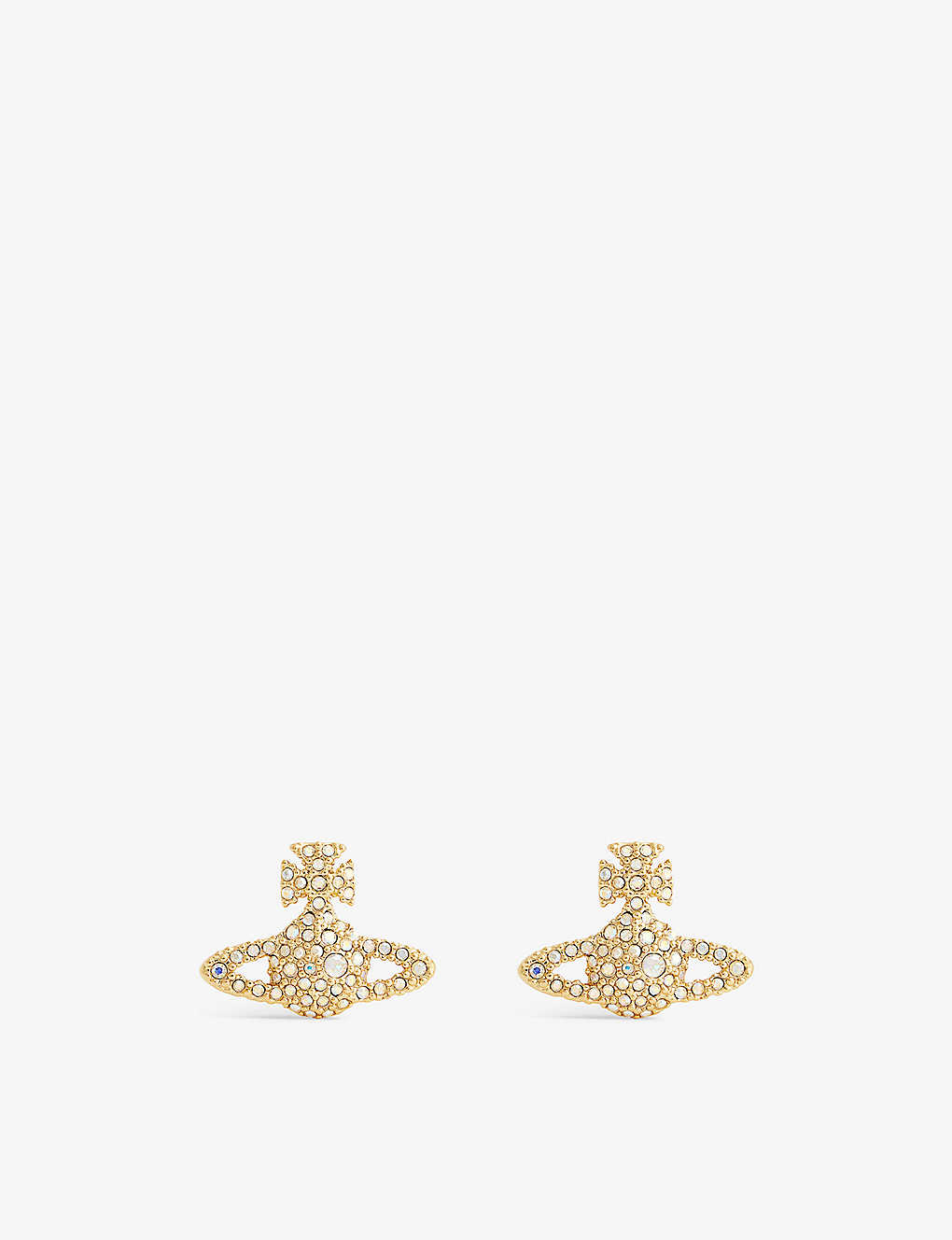 Vivienne Westwood Jewellery Bas Relief Brass And Cubic Zirconia Earrings In Gold /  Crystal