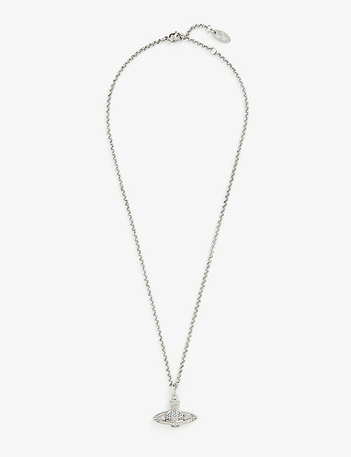 VIVIENNE WESTWOOD JEWELLERY: Bas Relief Orb mini brass and cubic zirconia pendant necklace