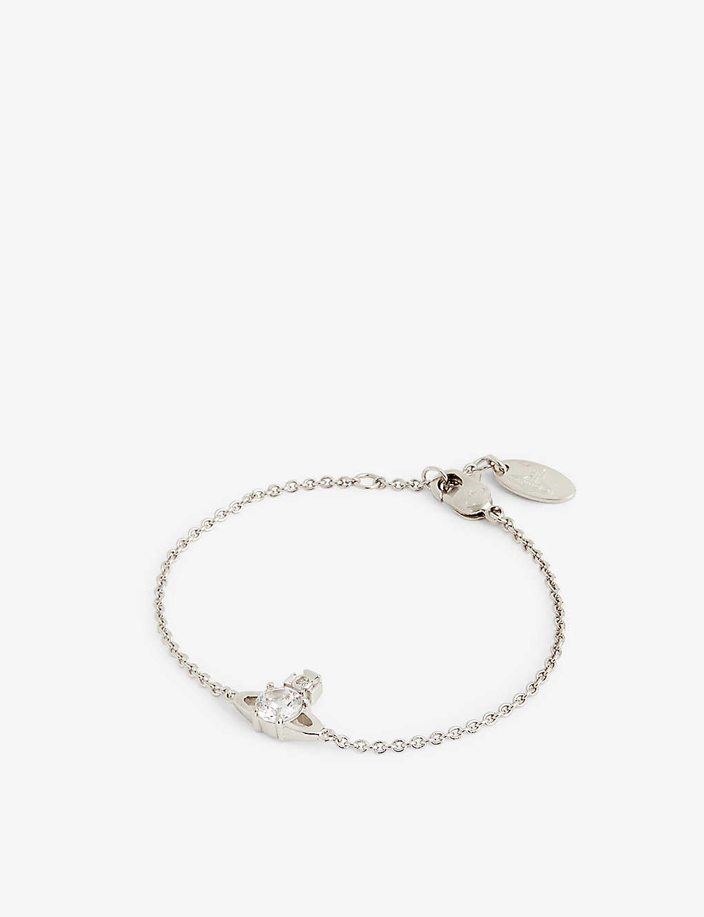 Vivienne Westwood Jewellery Reina Brass And Cubic Zirconia Bracelet In Platinum / White Cz
