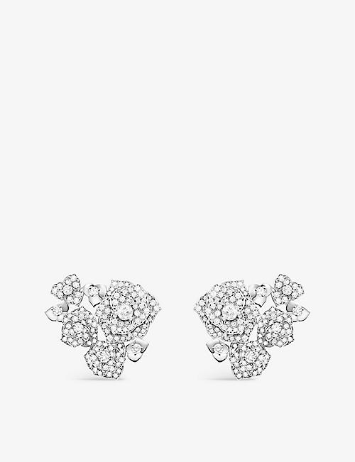 PIAGET: Piaget Rose 18ct white-gold 1.90ct round-brilliant cut diamond stud earrings