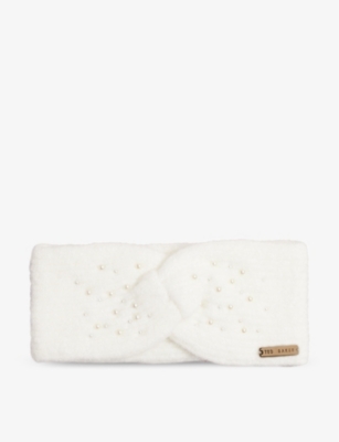 Ted Baker Womens Natural Penaopi Pearl-embellished Stretch-knit Headband