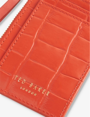 Shop Ted Baker Women's Red Bromton Padlock-embellished Leather Card Holder