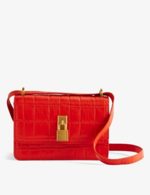 Shop Ted Baker Women's Brt-red Ssloane Padlock-embellished Leather Cross-body Bag