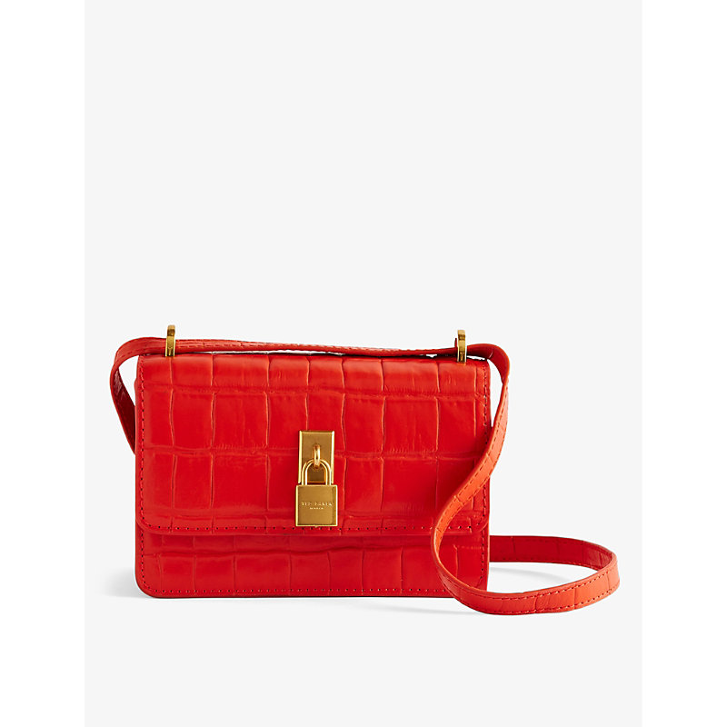 Ted Baker Womens Brt-red Ssloane Padlock-embellished Leather Cross-body Bag