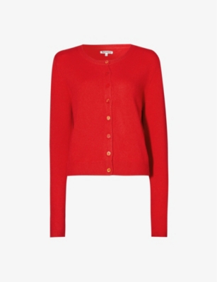 REFORMATION REFORMATION WOMEN'S CHERRY CLARA ROUND-NECK RECYCLED CASHMERE-BLEND KNITTED CARDIGAN