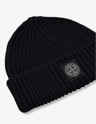 STONE ISLAND: Compass Logo-Patch Wool-Knit Beanie