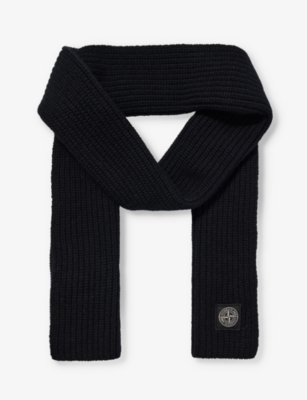 STONE ISLAND - Classic brand-patch wool scarf | Selfridges.com
