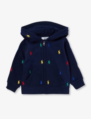 POLO RALPH LAUREN: Baby Boy brand-embroidered relaxed-fit cotton-blend hoody
