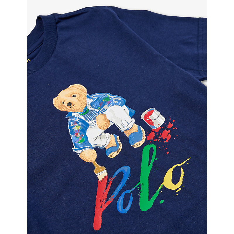 Shop Polo Ralph Lauren Boys' Brand-print Cotton-jersey T-shirt In Navy