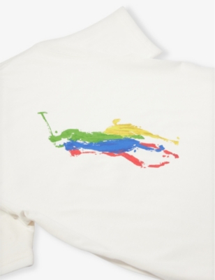Shop Polo Ralph Lauren Boys White Kids Boys' Logo-print Cotton T-shirt