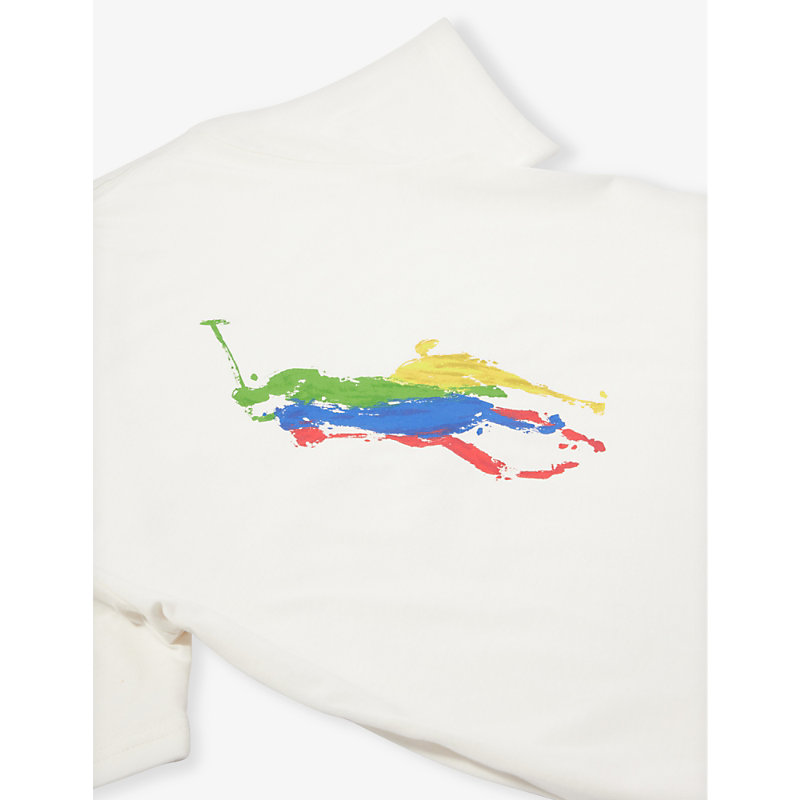 Shop Polo Ralph Lauren Boys White Kids Boys' Logo-print Cotton T-shirt