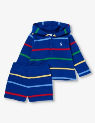 POLO RALPH LAUREN: Stripe-print brushed cotton-blend set 3-24 months