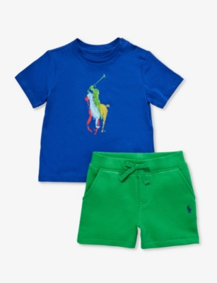 POLO RALPH LAUREN: Boys' logo-embroidered cotton-jersey set